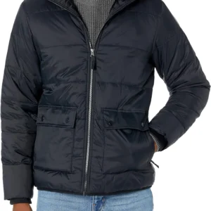 Essentials Men's Long-Sleeve Water-Resistant Sherpa-Lined Puffer Jacket